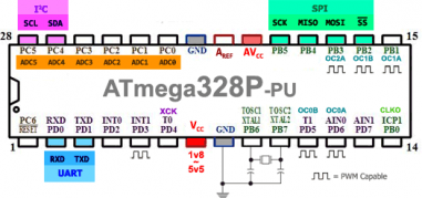 Microcontrolador ATMEGA328P-PU con Bootloader para Arduino Uno