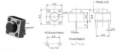 Boton pulsador 6x6x5mm (Push Button)