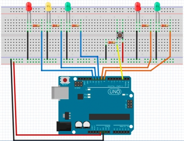 EXPERIMENTO LUZ DE CONTROL DE TRAFICO CON PASE PEATONAL